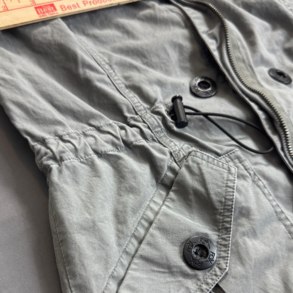 Fox Y2K Racing Women's Hooded Military Utility Jacket 100% Cotton Gray Size S - Picture 11 of 16